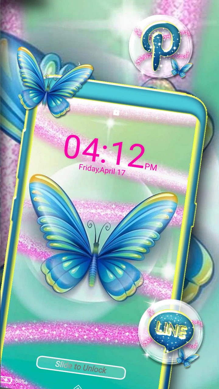 Butterfly Glitter Theme screenshot